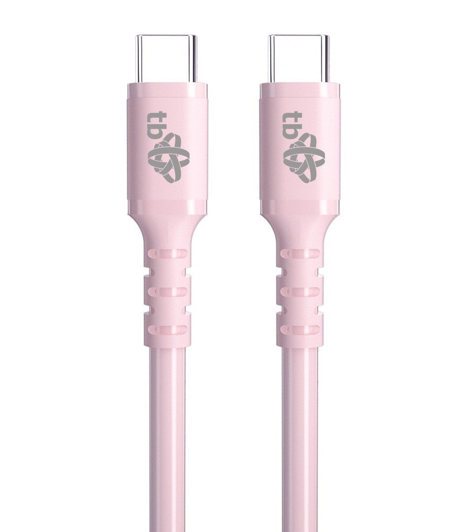 Cablu USB C - USB C 60W cu gel, 1m, roz