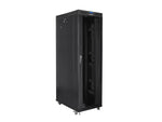 Dulap rack negru de podea 19" 42U 800x1200, ușă LCD din sticlă (pachet complet)
