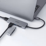 HUB USB-C CB-C63 din aluminiu | Ultra Subțire | 4 în 1 | 3xUSB 3.1 | 1xMicroSD și SD