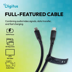Cablu de conectare USB-C-USB-C din silicon | USB 4 ver.2.0 80Gbps | 8K@60Hz | PD 3.1 240W | 1.5m | negru