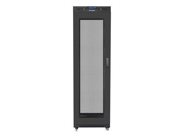 Dulap rack negru de podea 19" 42U 600x800, ușă LCD perforată (pachet demontabil)