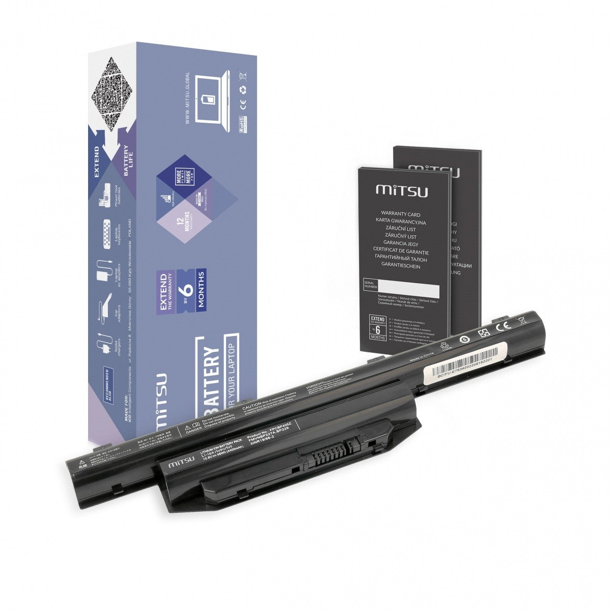 Baterie Fujitsu Lifebook E753, 4400 mAh (48 Wh), 10,8 - 11,1 Volți