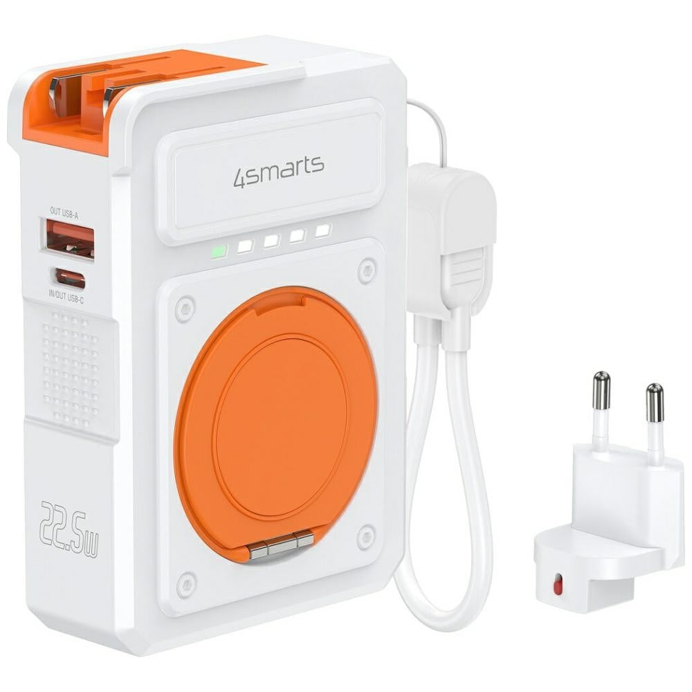 Încărcător extern 6 în 1 10000mAh 22.5W Qi inductiv USB-C + USB-A + cablu USB-C alb