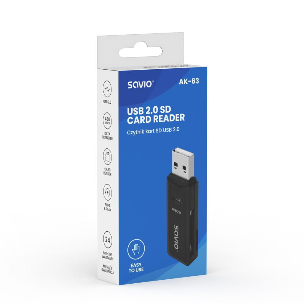Cititor de carduri SD, USB 2.0, 480 Mbps, AK-63