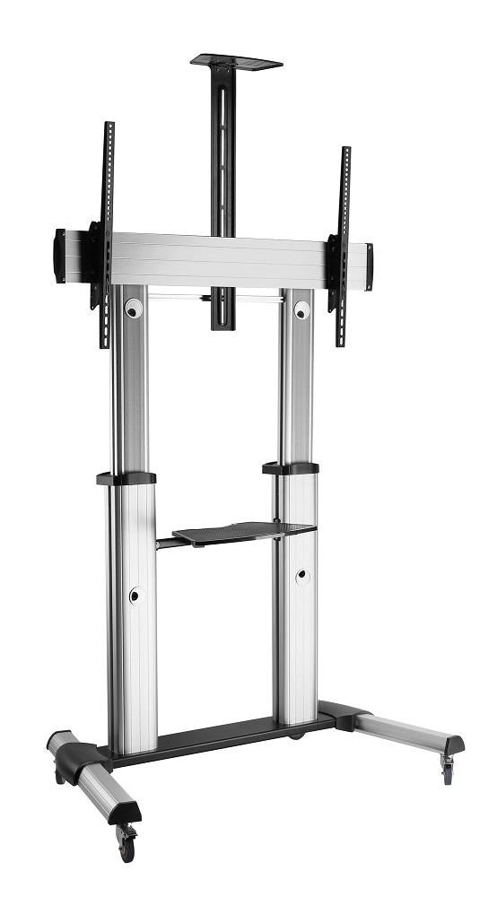 Suport mobil pentru televizoare LCD/LED mari, 60-100 inci, 100 kg, VESA, 2 rafturi