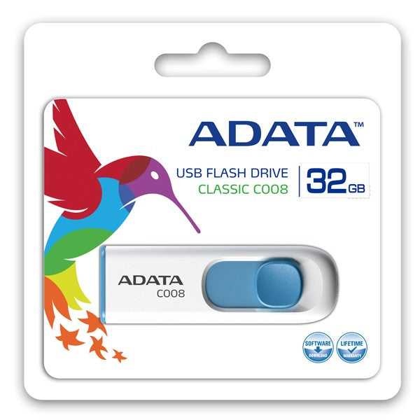 Stick USB DashDrive Classic C008 32GB, alb și albastru