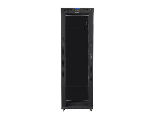 Dulap rack negru de podea 19" 47U 800x1000, ușă LCD din sticlă (pachet complet)
