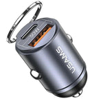 Încărcător auto 30W 1xUSB+1xUSB-C C38 Încărcare rapidă Oțel