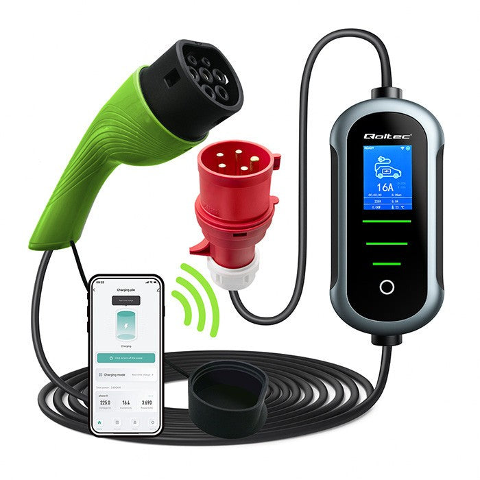 Încărcător mobil pentru mașini electrice EV cu reglare 2 în 1 Tip 2 | 11kW | 400V | Wi-Fi | TUYA | SMART LIFE | LCD | Wallbox | 5m