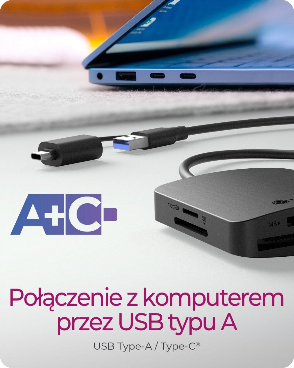 Cititor de carduri CF, TF, SD, microSD, Tip C+A, IB-CR302-CU3