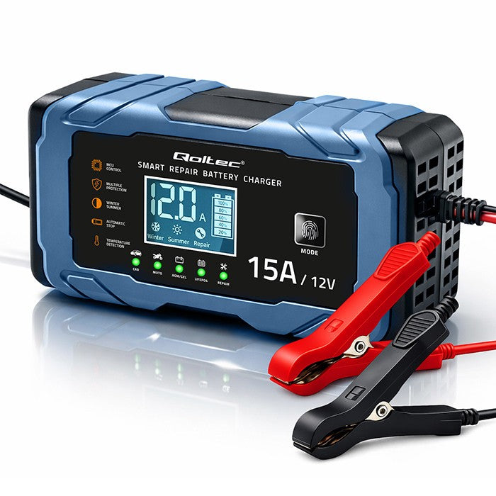 Încărcător 12V 15A | Redresor cu funcție de reparare | AGM GEL LiFePO4 | Încărcare în 9 pași