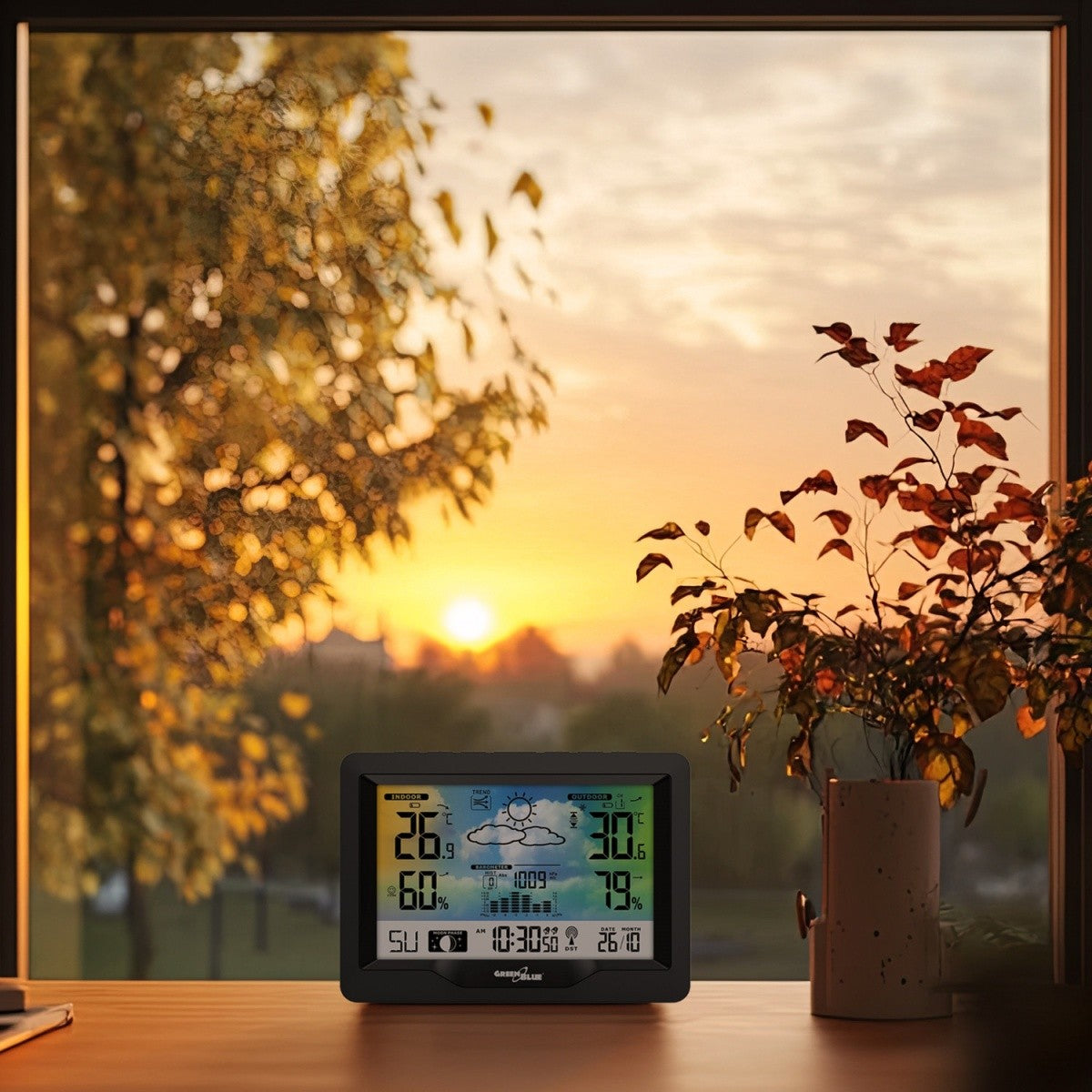Stație meteo wireless GB540N cu indicator de confort, măsurare umiditate, fază lunară, ceas cu sistem DCF
