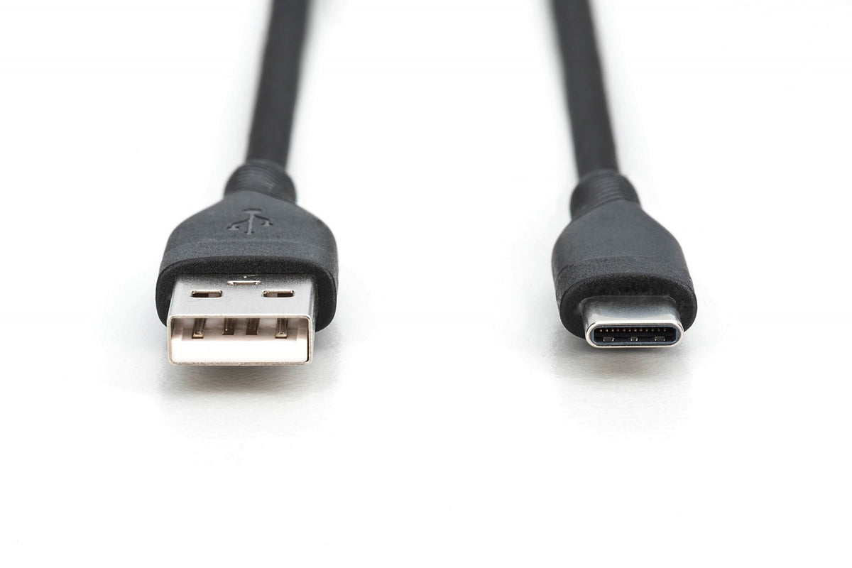 Cablu de conectare USB-A - USB-C din silicon, USB 2.0 60W, 1m Negru