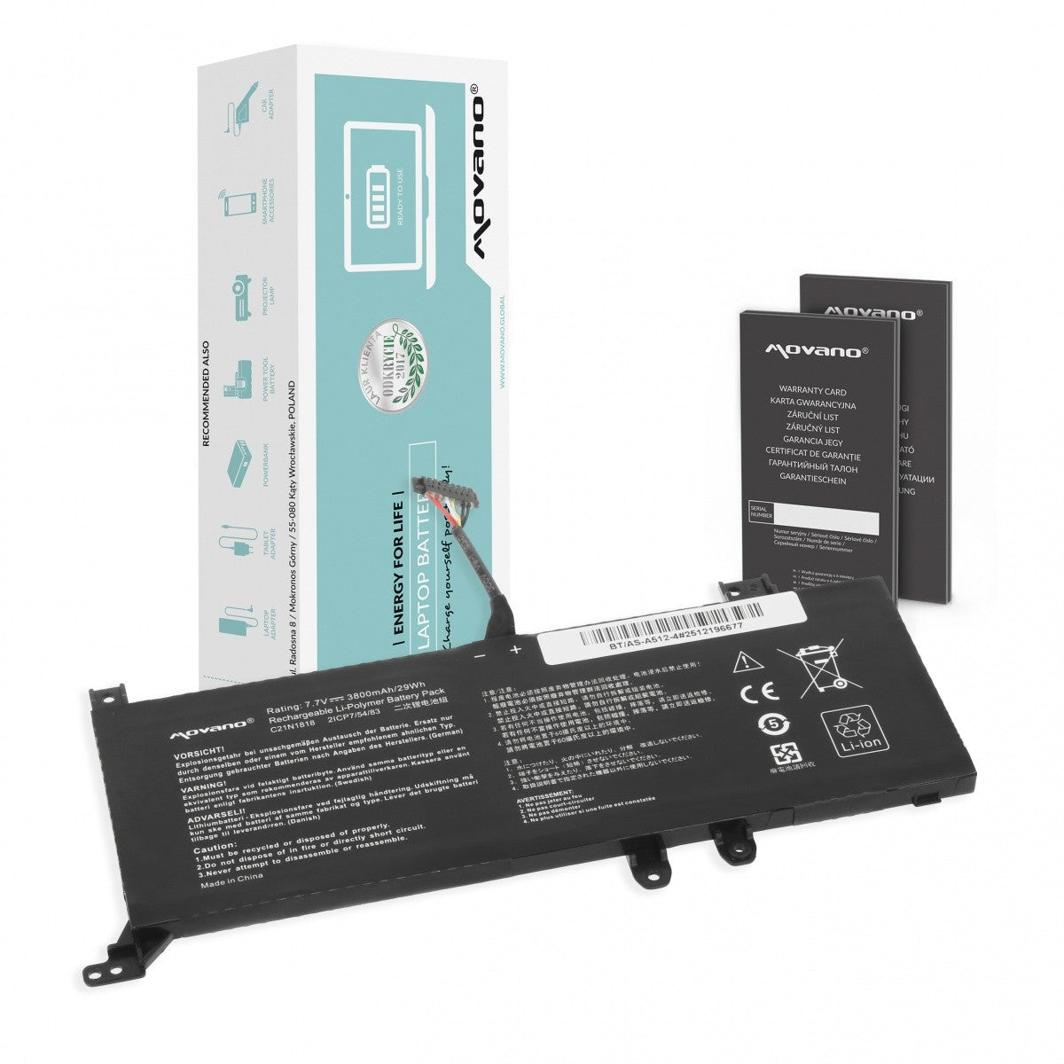 Baterie B21N1818-2 pentru Asus X512FA X512UF X509FB X509FA X509FJ X509 - 3800 mAh (29 Wh)