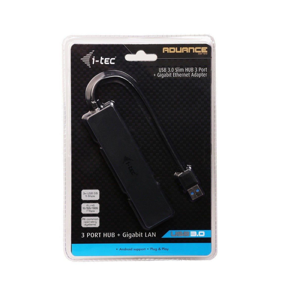 Hub USB 3.0 subțire cu 3 porturi + Gigabit Ethernet 10/100/1000