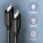 BUCM3-CM30AB USB-C - Cablu USB-C, 3,0 m, PD 60 W, 3 A, ALU, împletit, negru