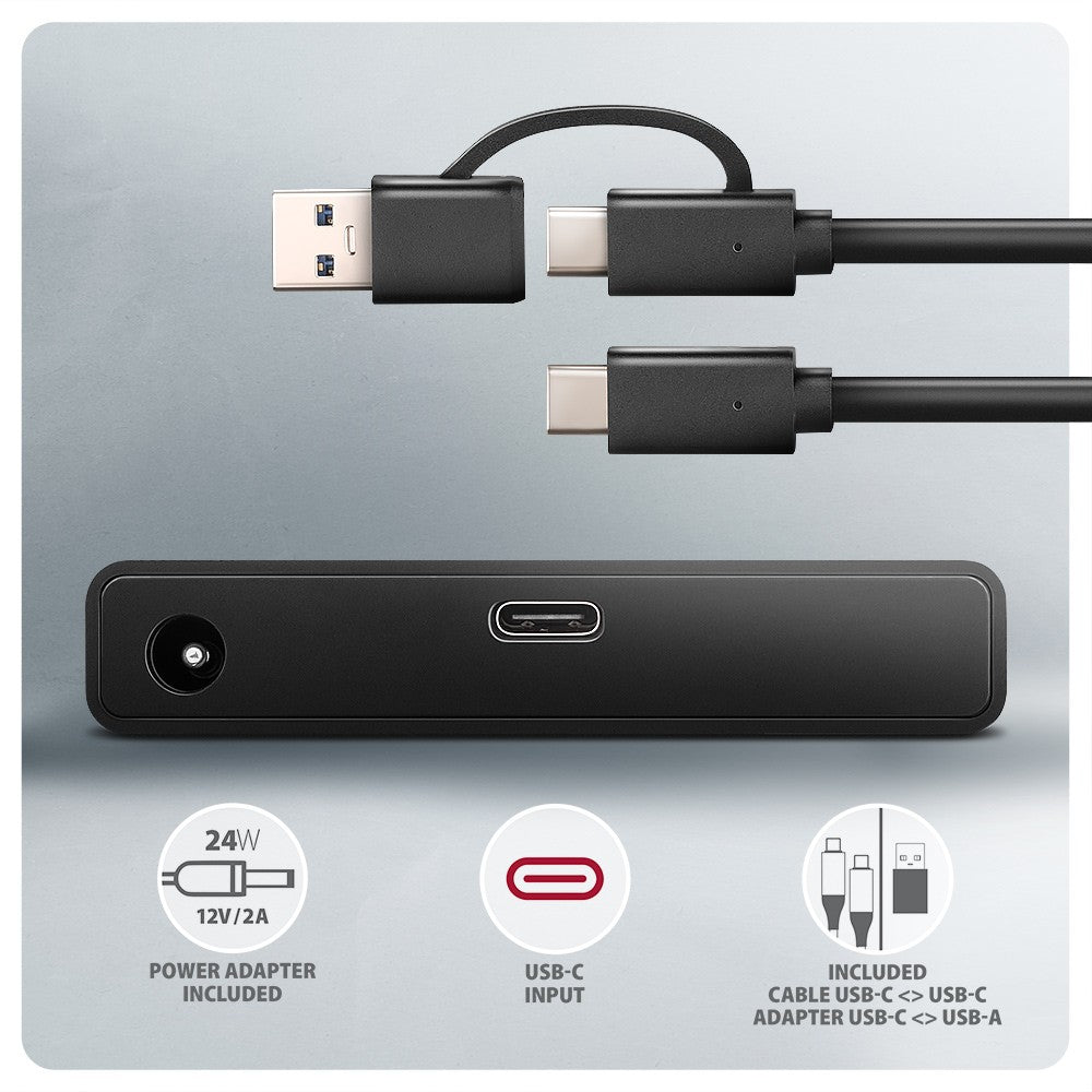 Adaptor ADSA-FPX USB-C 10Gbps SATA 6G 2.5/3.5 inch SSD/HDD FASTPORT X, inclusiv sursă de alimentare, cablu USB-C/USB-A de 60 cm