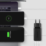 Încărcător de perete ACU-DPQ65, GaN 65W, 3 porturi (USB-A + USB-C dual), PD3.0/QC4+/PPS/Apple, negru
