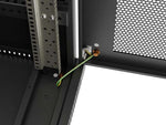 Dulap rack negru de podea 19" 24U 600x800 cu uși perforate, LCD (Pachet complet) V2