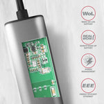 Adaptor de rețea Gigabit Ethernet ADE-25R 2.5, Realtek 8156, USB-A 3.2 Gen 1, Instalare automată, Gri