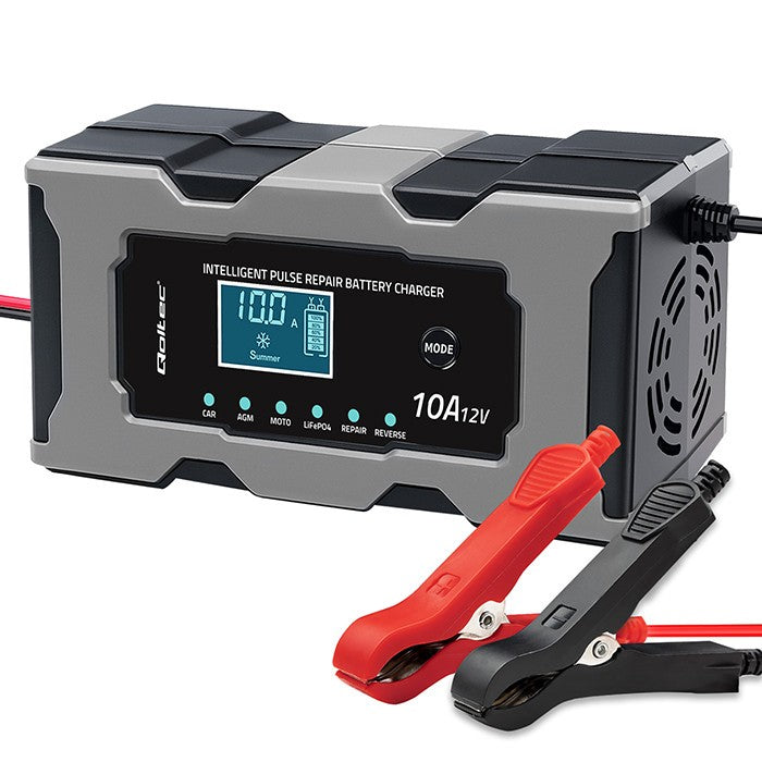 Încărcător cu microprocesor 12V 10A | Redresor cu funcție de reparare pentru baterii AGM GEL LiFePO4 | LCD