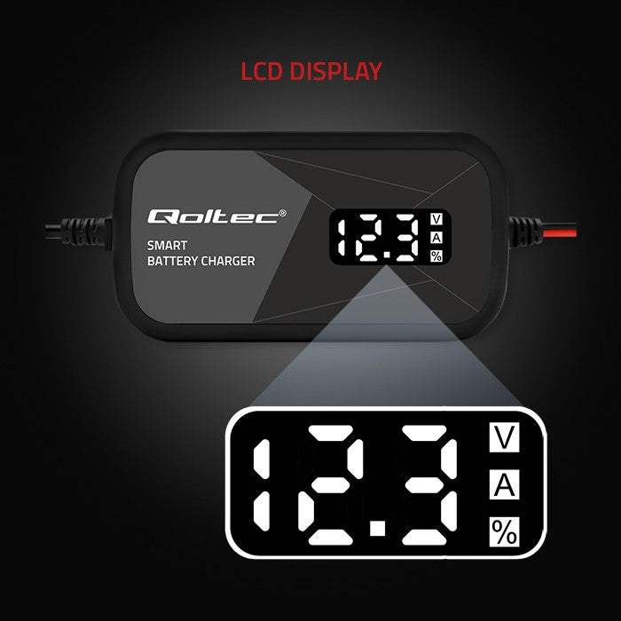 Încărcător inteligent cu microprocesor 12V | 2A | Redresor cu funcție de regenerare a celulelor pentru baterii AGM cu gel | LCD