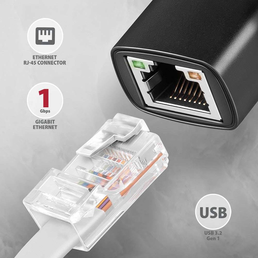 Adaptor Gigabit Ethernet ADE-ARC, USB-C 3.2 Gen 1, instalare automată