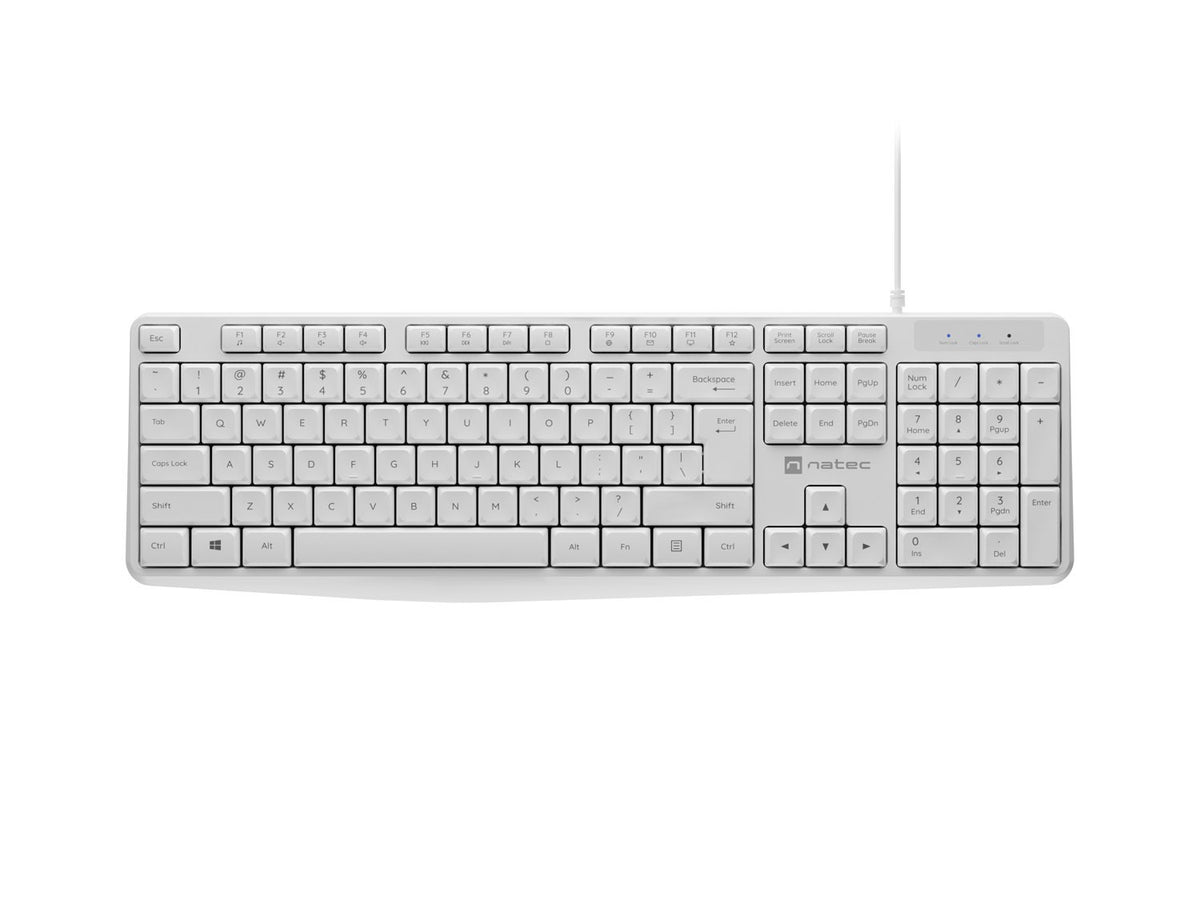 Tastatură Nautilus US Slim, albă, 1,8 m
