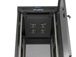 Dulap rack negru de podea 19" 24U 600x800 cu uși perforate, LCD (Pachet complet) V2