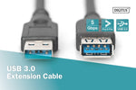 Cablu prelungitor USB 3.1 Gen.1 SuperSpeed ​​​​5Gbps Tip USB A/USB A M/F Negru 1.8m