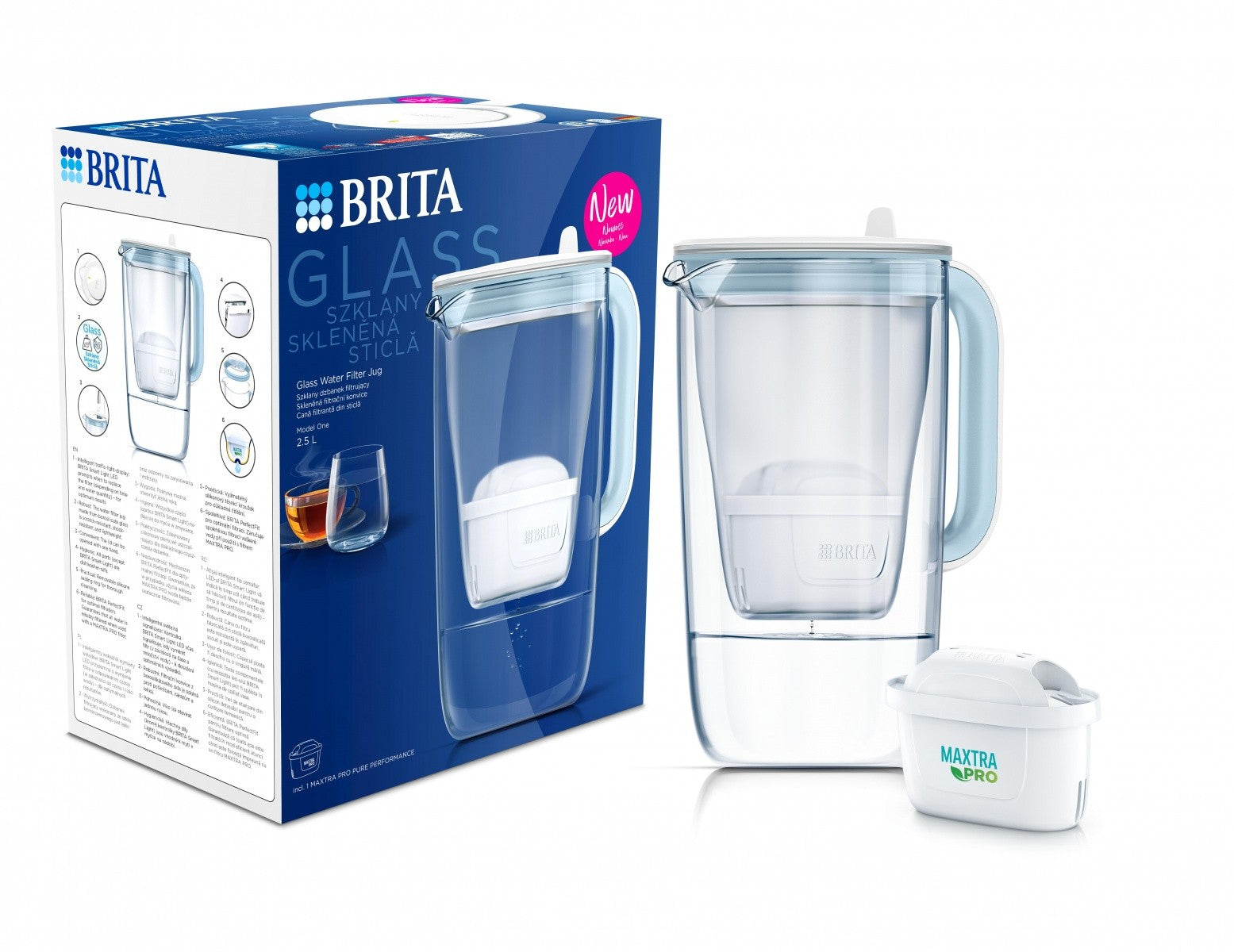 Cană filtrantă din sticlă de 2,5 l + 1 cartuș PRO Pure Performance