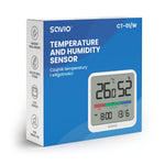 Senzor de temperatură și umiditate, pentru uz interior, ecran LCD, ceas, dată, suport magnetic, CT-01/W Alb