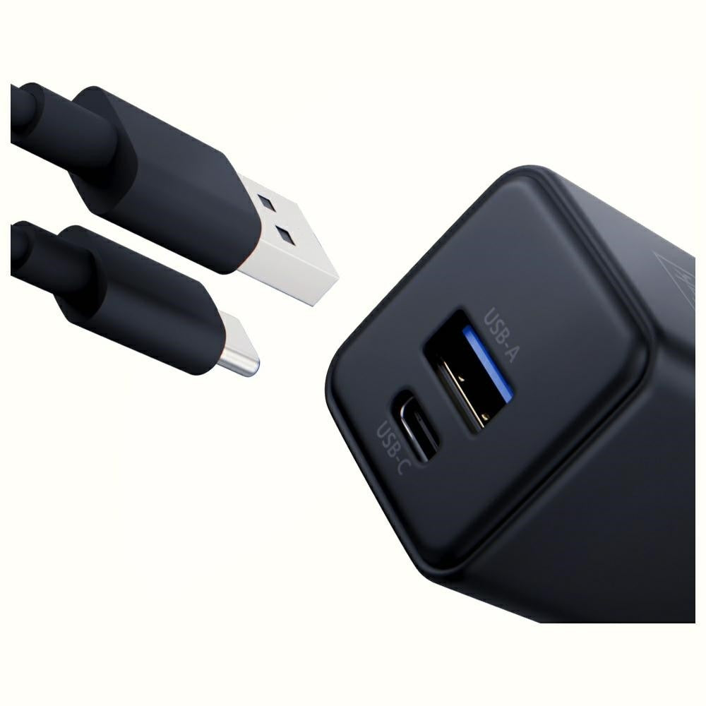 Încărcător de perete Hyper GaN 20W 1xUSB-A 1xUSB-C PD QC4+ Negru
