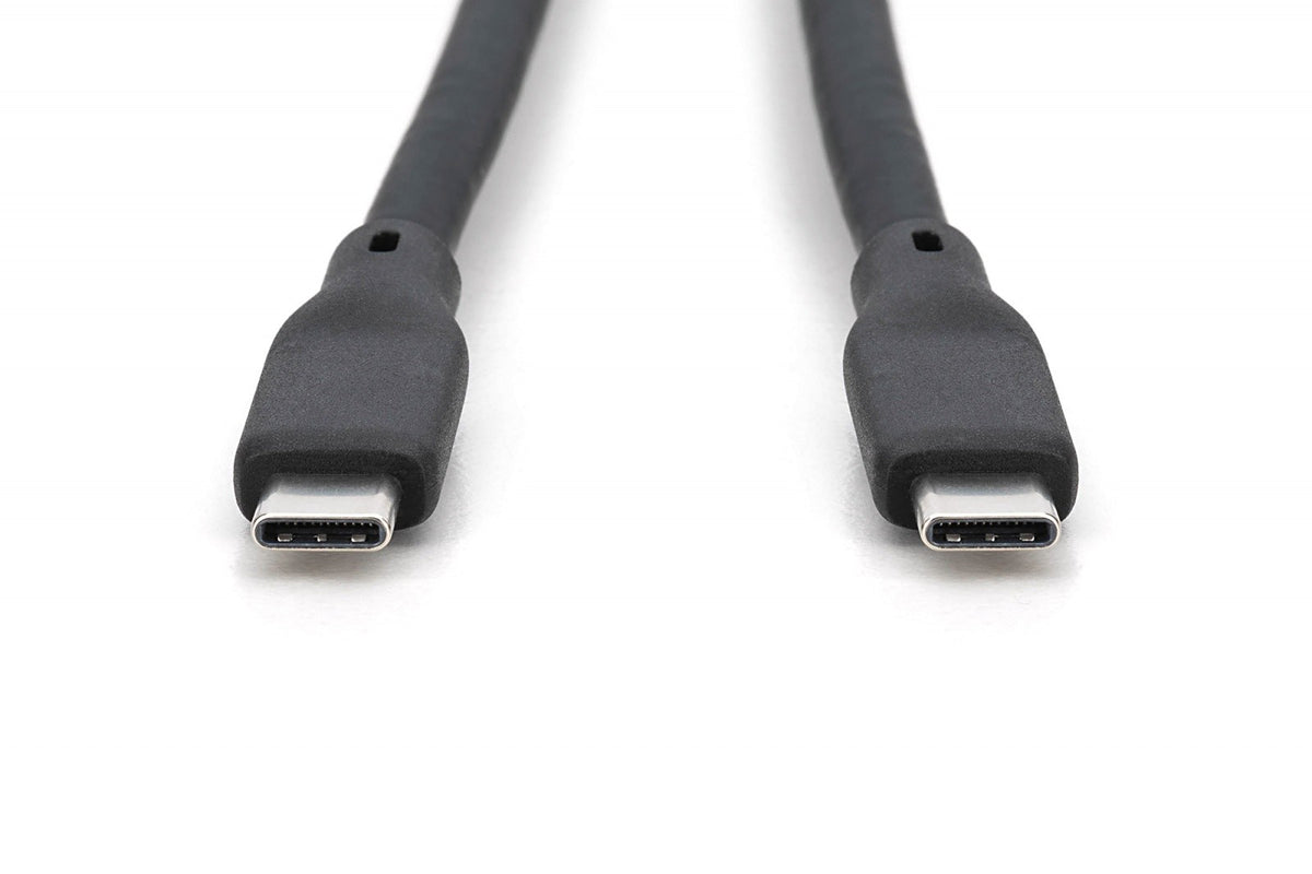 Cablu de conectare USB-C-USB-C din silicon | USB 4 ver.2.0 80Gbps | 8K@60Hz | PD 3.1 240W | 1.5m | negru