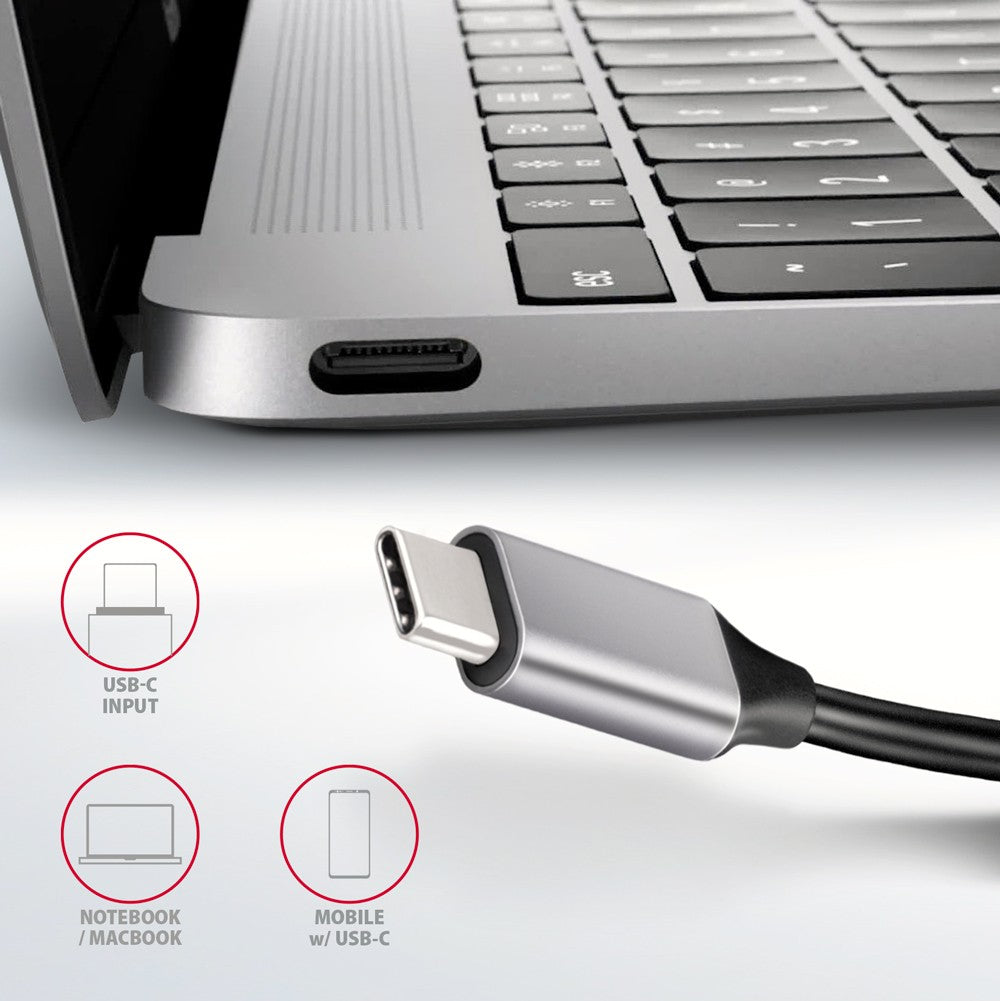 HMC-6H4A Hub portabil 4x USB-A + HDMI, USB-C 3.2 Gen 1, PD 100W, cablu USB-C 20cm