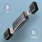 Cititor de carduri extern CRE-DAC USB 3.2 Gen 1 Tip-C + Tip-A SD/microSD