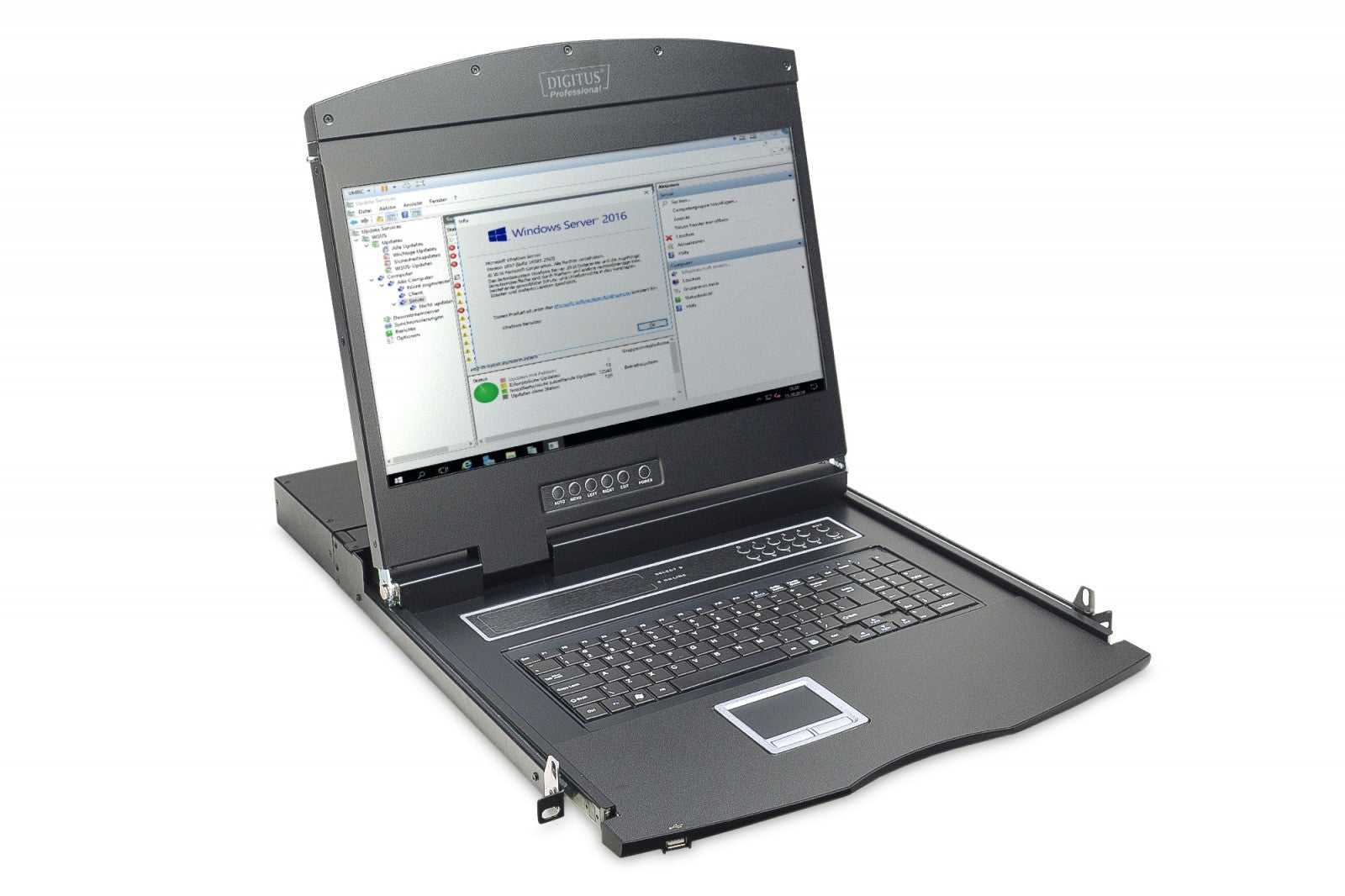 Consolă LCD cu touchpad KVM cu 8 porturi, set de cabluri 1U (8xDS-19231), tastatură SUA