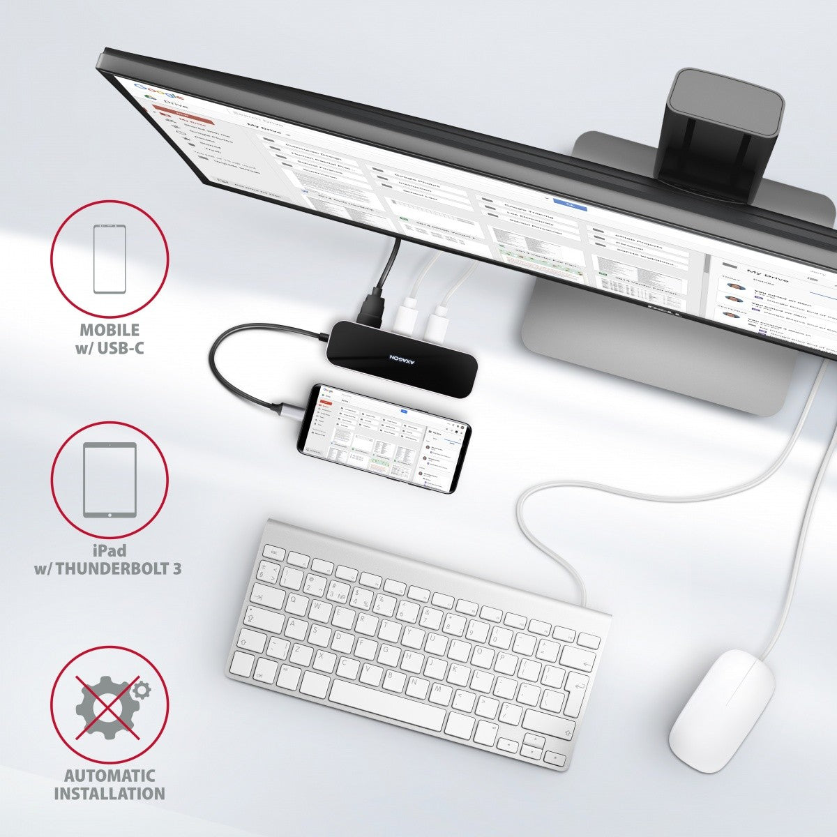 Hub portabil HMC-6GL USB 6 în 1, 5 Gbps, 3x USB-A, HDMI 4K/30Hz, GLAN, PD 100 W, cablu USB-C 20 cm