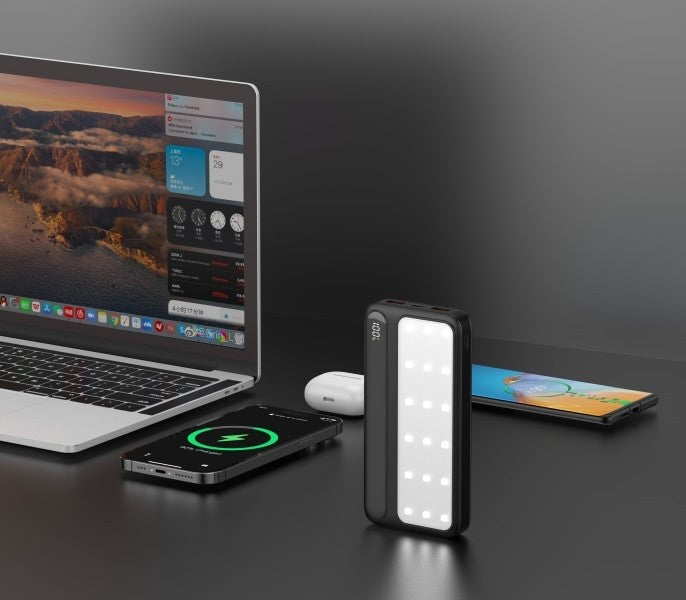 Baterie externă P20 LCDPD LAMP 20.000mAh, lampă LED integrată cu funcție de lanternă