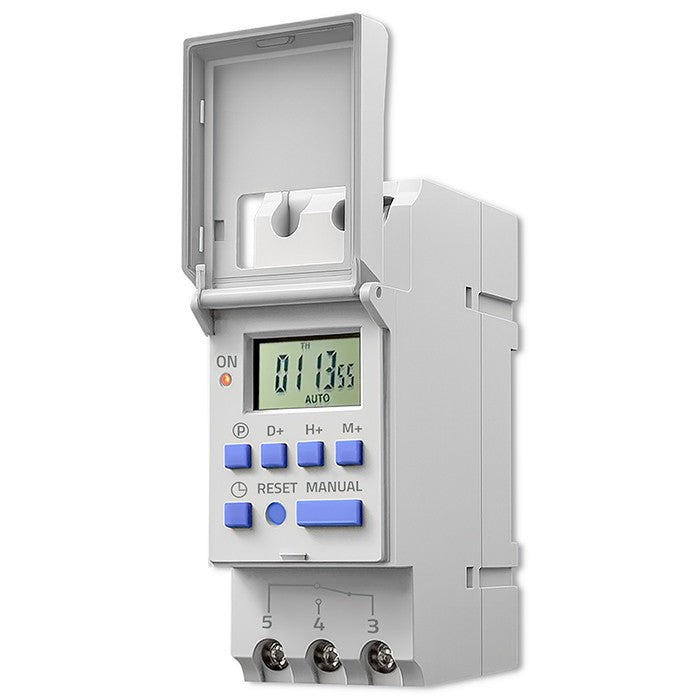 Temporizator electronic TIMER pentru șină DIN cu baterie încorporată | Program pe 7 zile | 16 programe