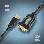 Adaptor ADS-1PQN USB 2.0 > RS-232 pentru port serial, cablu de 1,5 m, cip FTDI