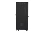 Dulap rack negru de podea 19" 27U 600x600, ușă LCD din sticlă (pachet complet)