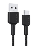 Cablu CB-CD30 USB-C - USB-A 0.9m 60W PD 3A 20V împletitură de nailon negru
