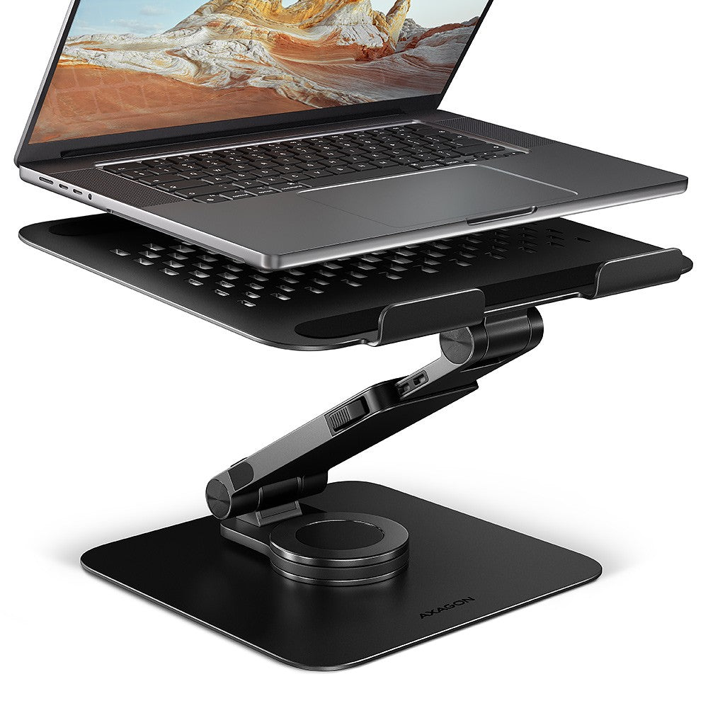 Suport laptop din aluminiu STND-LRB 10-17,3 inci, înălțime reglabilă, rotire la 360 de grade, negru