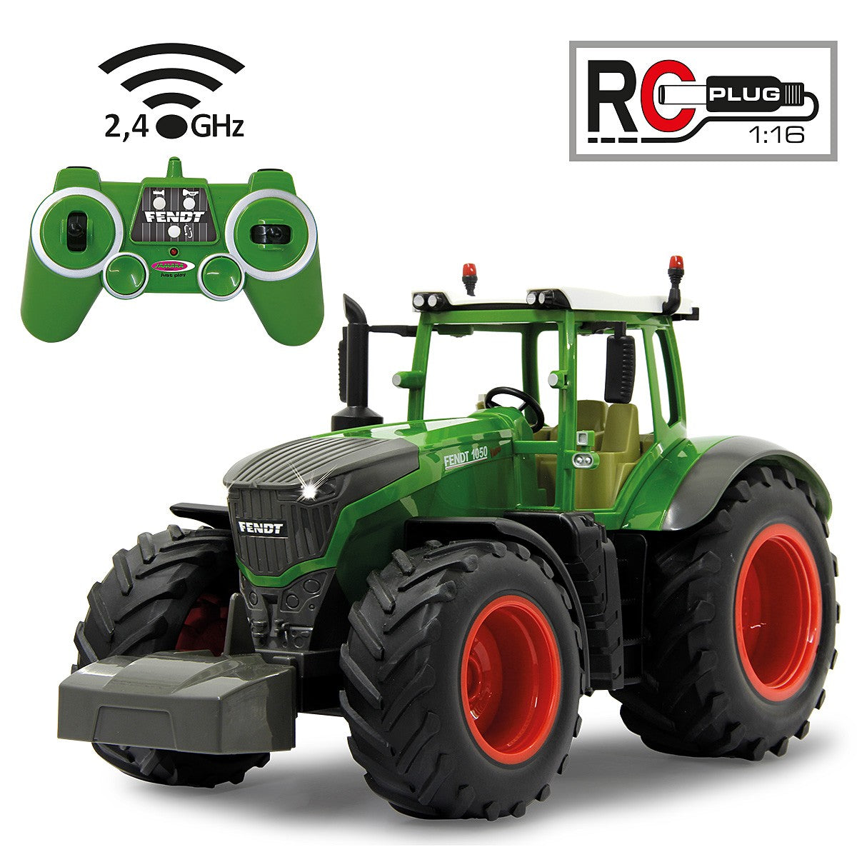 Set tractor Fendt 1050 RC 1:16 cu remorcă Jamara cu telecomandă