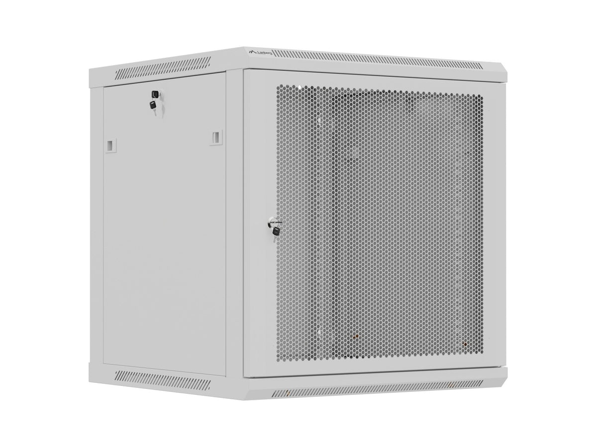 Dulap rack de perete 12U 600x600 cu ușă perforată gri (pachet demontabil)