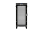 Dulap rack negru de podea 19" 24U 600x800 cu uși perforate, LCD (Pachet complet) V2