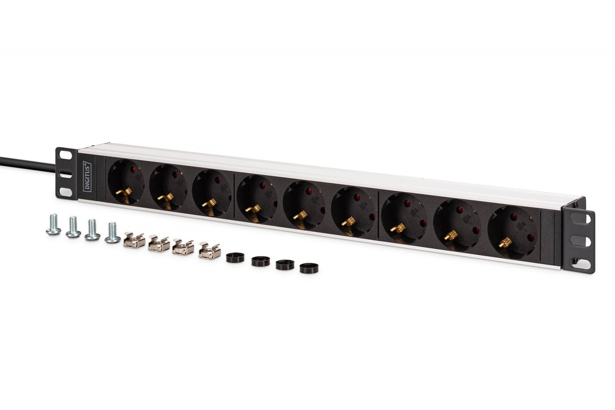 Rack PDU 19", 9 prize Schuko CEE 7/3 (45°), cablu 2m, mufă IEC C20, 16A, aluminiu
