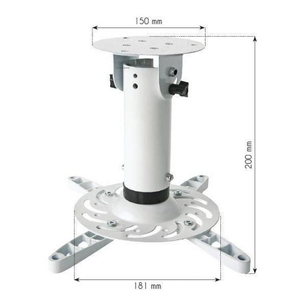 Braț proiector 20 cm, tavan, 15 kg alb