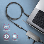 BUCM32-CF05AB Gen2 USB-C - Cablu prelungitor USB-C 0.5m, 5A, 20Gbps, PD 240W, împletit, negru